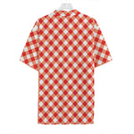 Lava Red And White Gingham Print Hawaiian Shirt