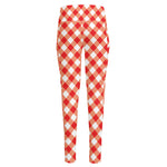 Lava Red And White Gingham Print High-Waisted Pocket Leggings