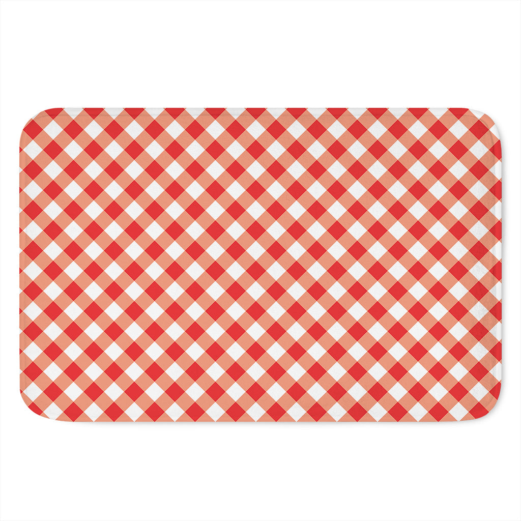 Lava Red And White Gingham Print Indoor Door Mat