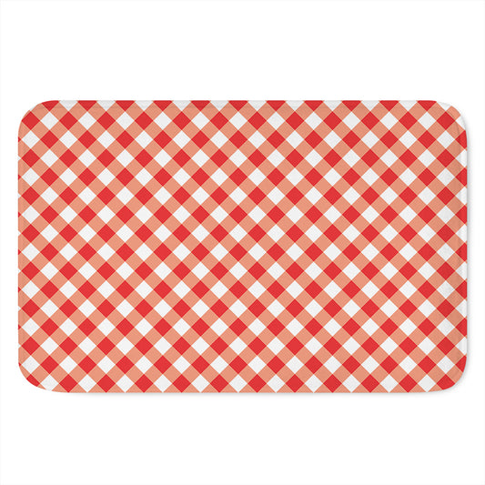 Lava Red And White Gingham Print Indoor Door Mat