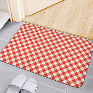 Lava Red And White Gingham Print Indoor Door Mat