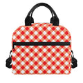 Lava Red And White Gingham Print Insulated Lunch Bag