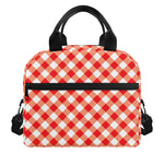 Lava Red And White Gingham Print Insulated Lunch Bag