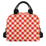 Lava Red And White Gingham Print Insulated Lunch Bag