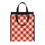 Lava Red And White Gingham Print Insulated Lunch Tote