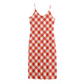 Lava Red And White Gingham Print Jersey Midi Cami Dress