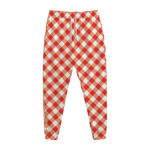 Lava Red And White Gingham Print Jogger Pants