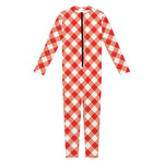 Lava Red And White Gingham Print Jumpsuit