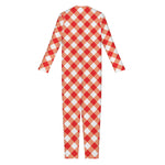 Lava Red And White Gingham Print Jumpsuit