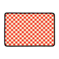 Lava Red And White Gingham Print Kitchen Mat