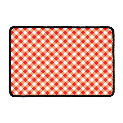 Lava Red And White Gingham Print Kitchen Mat