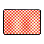 Lava Red And White Gingham Print Kitchen Mat