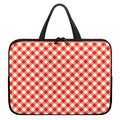 Lava Red And White Gingham Print Laptop Sleeve With Handle