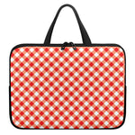 Lava Red And White Gingham Print Laptop Sleeve With Handle