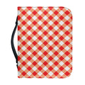Lava Red And White Gingham Print Leather Bible Cover