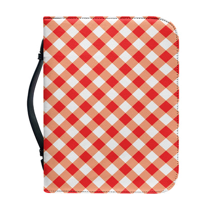 Lava Red And White Gingham Print Leather Bible Cover