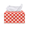 Lava Red And White Gingham Print Leather Tissue Box Cover