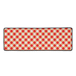 Lava Red And White Gingham Print Long Kitchen Mat