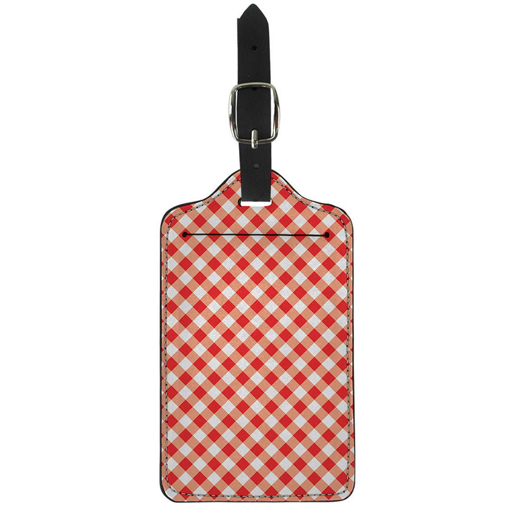 Lava Red And White Gingham Print Luggage Tag