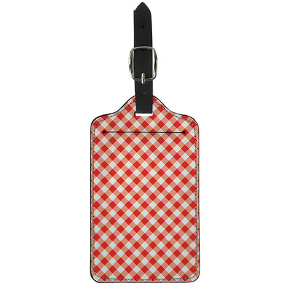 Lava Red And White Gingham Print Luggage Tag