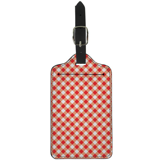 Lava Red And White Gingham Print Luggage Tag