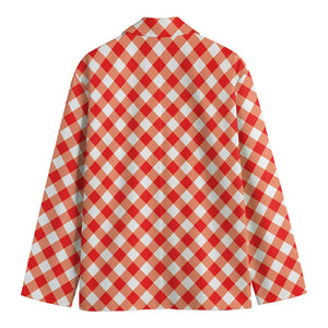 Lava Red And White Gingham Print Men's Blazer