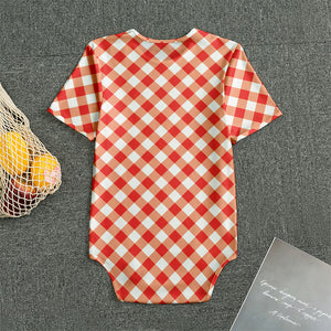 Lava Red And White Gingham Print Men's Bodysuit