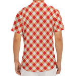 Lava Red And White Gingham Print Men's Deep V-Neck Shirt