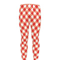 Lava Red And White Gingham Print Men's Leggings