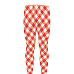 Lava Red And White Gingham Print Men's leggings