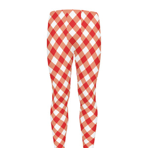 Lava Red And White Gingham Print Men's leggings