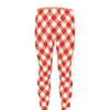 Lava Red And White Gingham Print Men's leggings