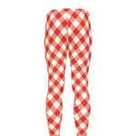 Lava Red And White Gingham Print Men's leggings