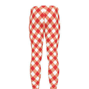 Lava Red And White Gingham Print Men's leggings