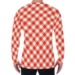 Lava Red And White Gingham Print Men's Long Sleeve T-Shirt