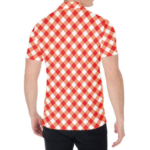 Lava Red And White Gingham Print Men's Shirt