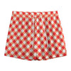 Lava Red And White Gingham Print Mesh Shorts