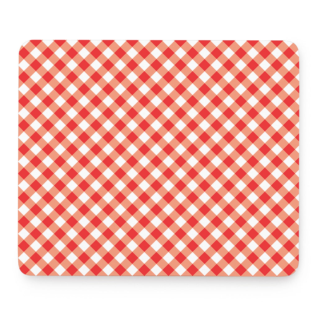 Lava Red And White Gingham Print Mouse Pad