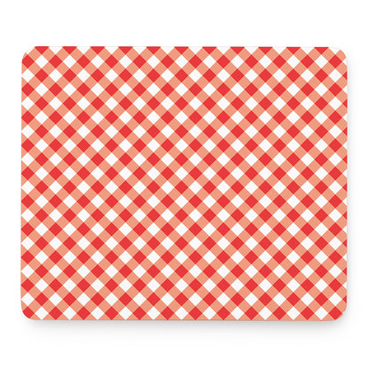 Lava Red And White Gingham Print Mouse Pad