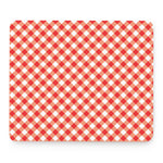 Lava Red And White Gingham Print Mouse Pad