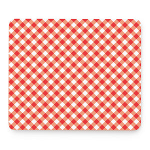 Lava Red And White Gingham Print Mouse Pad