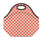 Lava Red And White Gingham Print Neoprene Lunch Bag