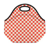 Lava Red And White Gingham Print Neoprene Lunch Bag