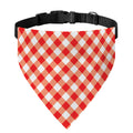 Lava Red And White Gingham Print Over The Collar Dog Bandana