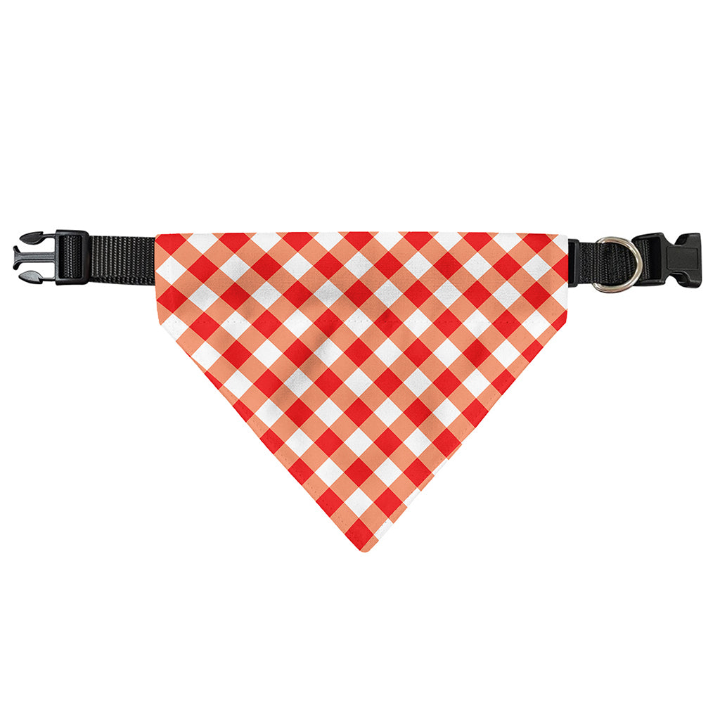 Lava Red And White Gingham Print Over The Collar Dog Bandana