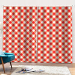 Lava Red And White Gingham Print Pencil Pleat Curtains
