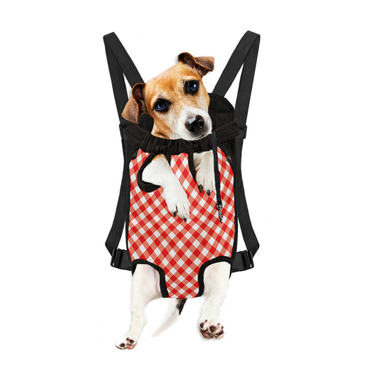 Lava Red And White Gingham Print Pet Carrier Backpack