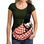 Lava Red And White Gingham Print Pet Sling Carrier