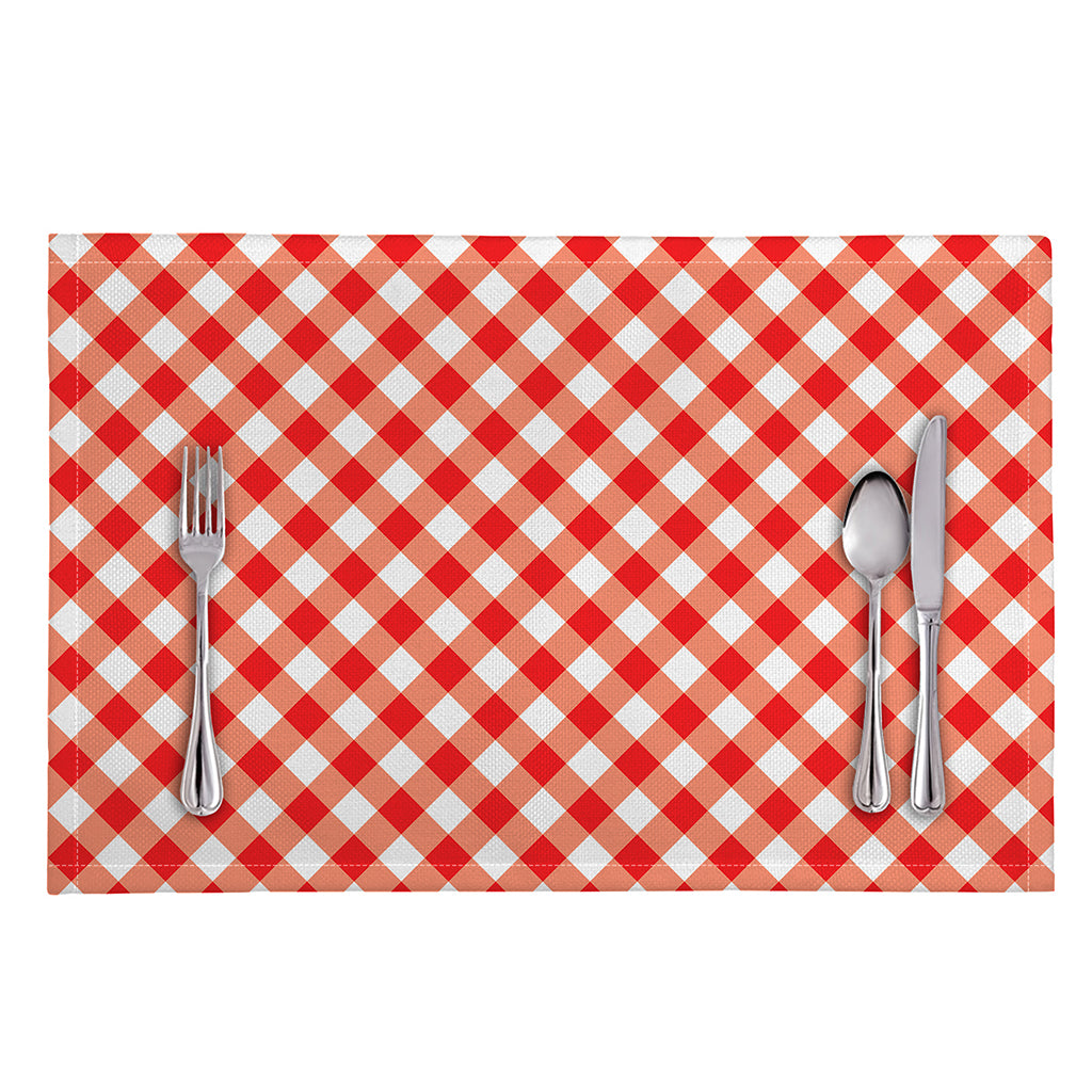 Lava Red And White Gingham Print Placemat