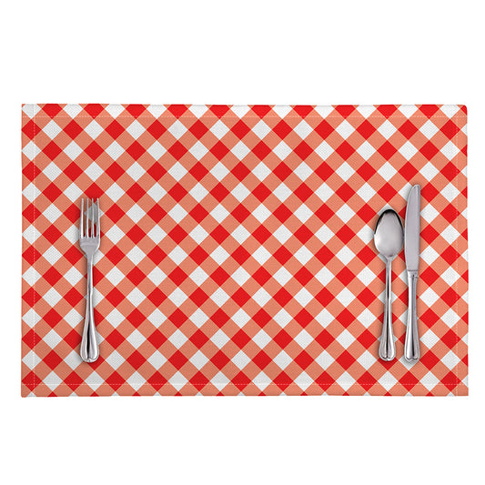 Lava Red And White Gingham Print Placemat